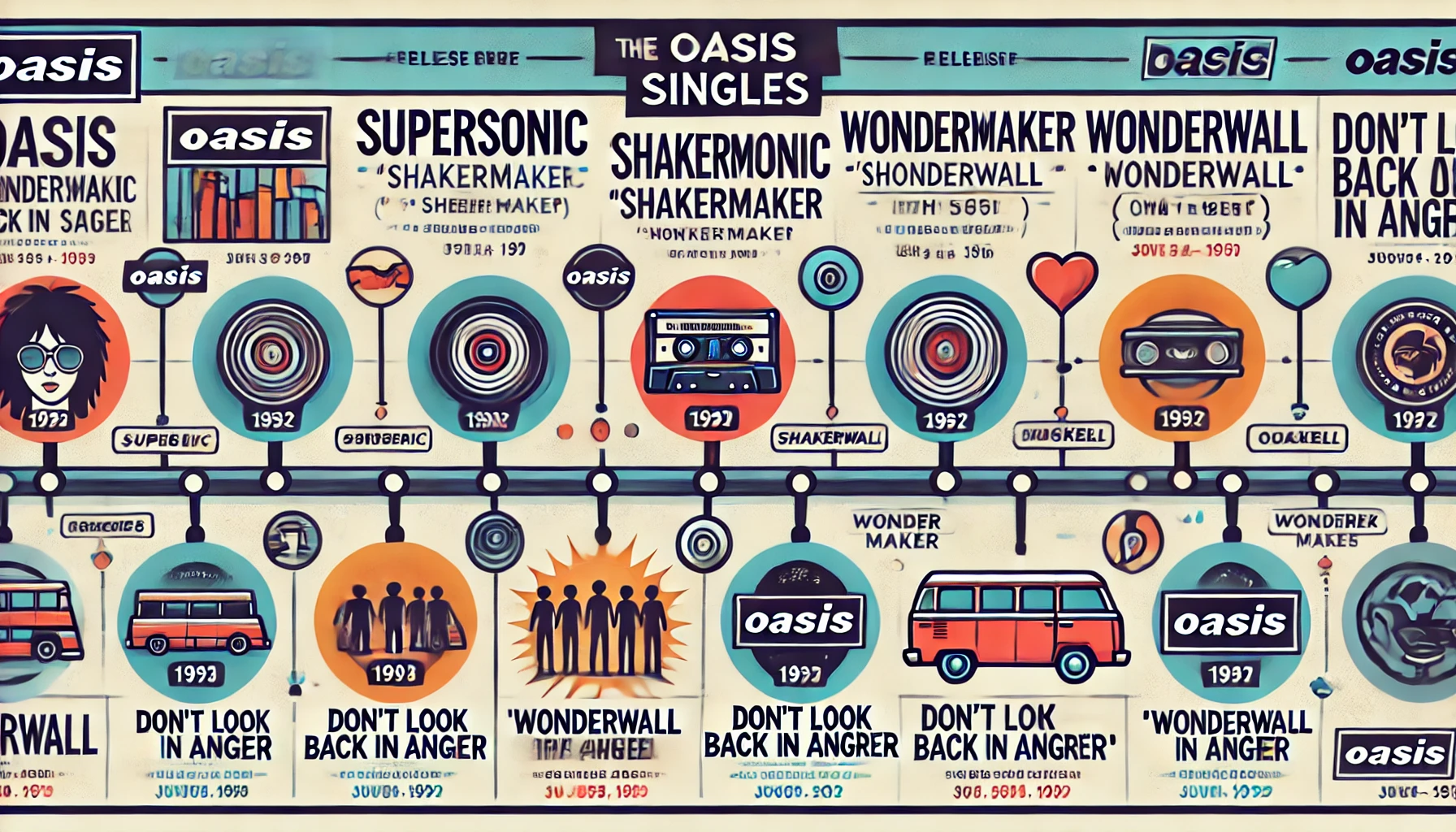 Oasis Singles in Order of Release